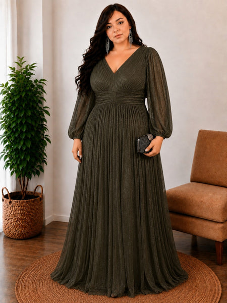 Vestido de Fiesta Talla L — Verde Oliva — Entrega Inmediata