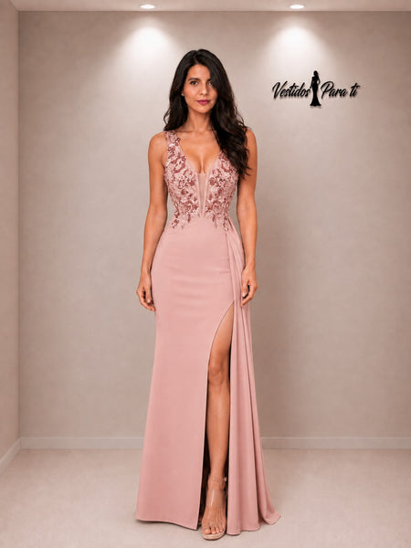 Vestido de Fiesta Talla XS — Beige — Entrega Inmediata
