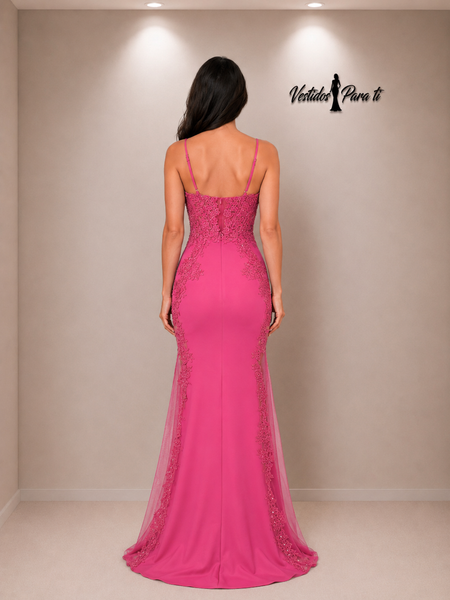 Vestido Largo de Fiesta Talla XS —Fucsia — Entrega Inmediata