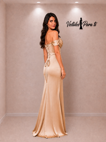 Vestido de Fiesta Talla M —  Champán— Entrega Inmediata