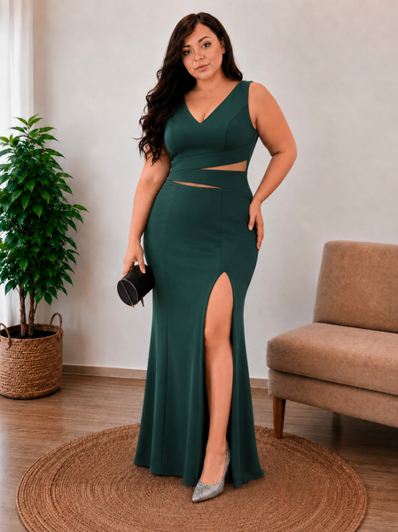Vestido Largo de Fiesta Talla L — Verde— Entrega Inmediata
