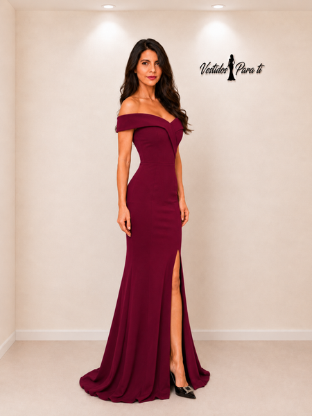 Vestido de Fiesta Talla S — Burdeo — Entrega Inmediata