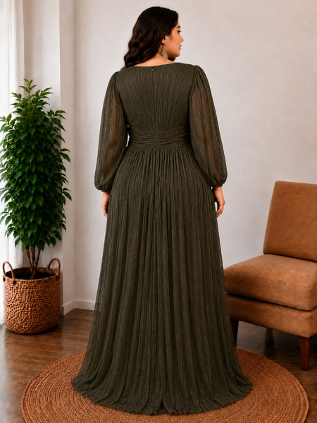 Vestido de Fiesta Talla L — Verde Oliva — Entrega Inmediata