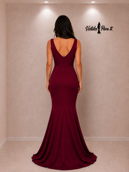Vestido de Fiesta Talla S-M — Burdeo — Entrega Inmediata