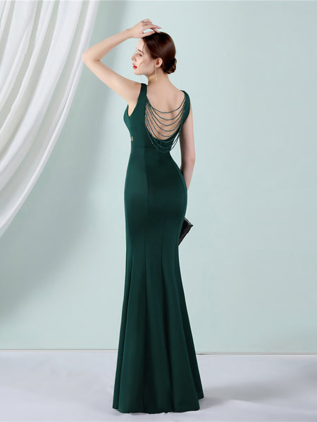 Vestido Largo de Fiesta Talla L — Verde— Entrega Inmediata