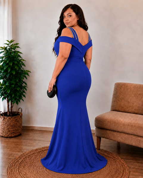Vestido de Fiesta Talla L — Azul Rey — Entrega Inmediata