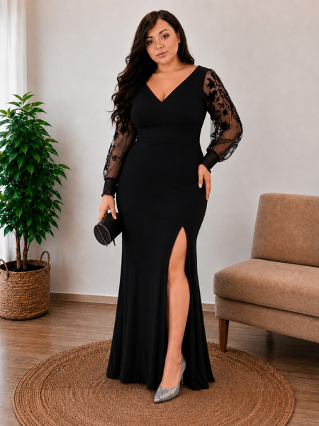 Vestido Largo de Fiesta Talla L — Negro — Entrega Inmediata
