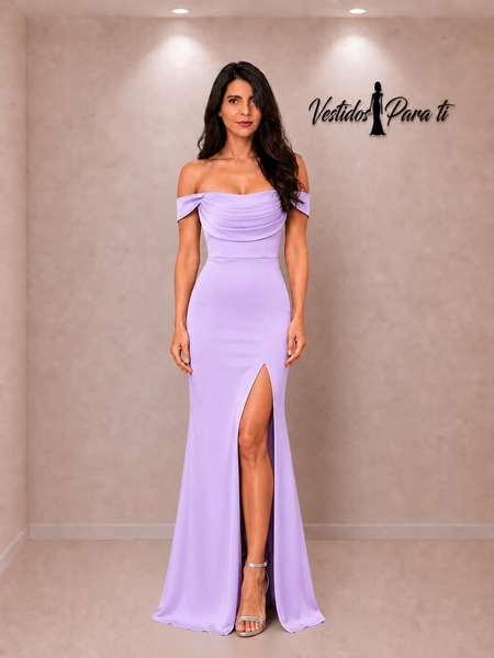 Vestido de Fiesta Talla S-M — Lila Escarchada — Entrega Inmediata