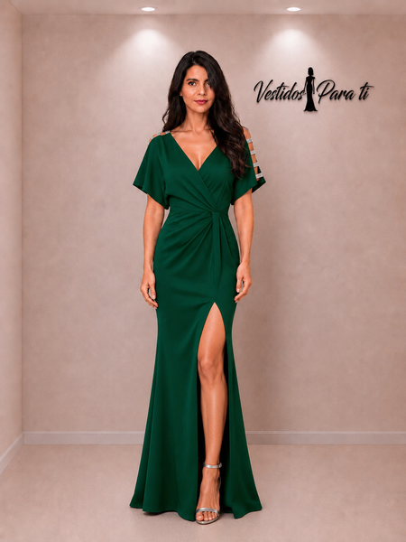 Vestido de Fiesta Talla S — Verde — Entrega Inmediata