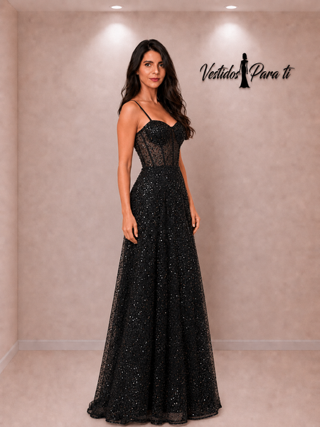 Vestido de Fiesta Talla S-M — Negro — Entrega Inmediata