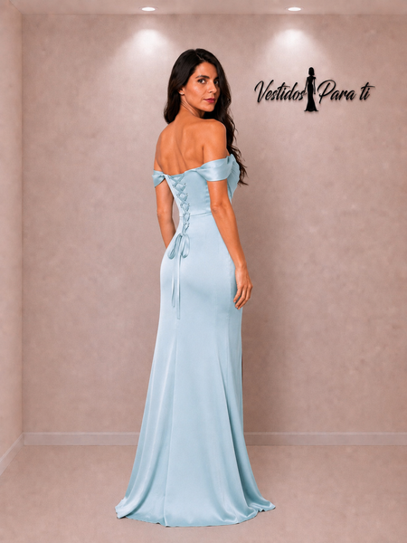 Vestido de Fiesta Talla M —  Azul Hielo — Entrega Inmediata
