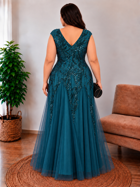 Vestido de Fiesta Talla XXXL 22 — Verde Azulado  — Entrega Inmediata