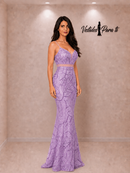 Vestido de Fiesta Talla XS — Lavanda — Entrega Inmediata